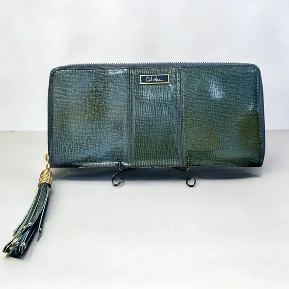 Cole Haan Travel Clutch Voyage Collection Moroccan Blue Large Zip Around Wallet - Picture 1 of 12